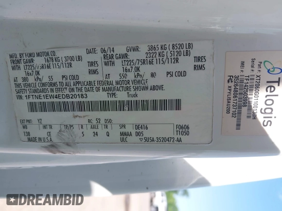 2014 Ford Econoline Cargo Commercial with VIN 1FTNE1EW4EDB20183, listed as a IAAI auction lot 42231075 with 260,818 mi miles and . Bid and sale history available at DreamBid. Image 9.