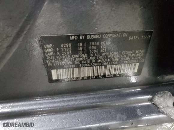 2019 Subaru Impreza Premium with VIN 4S3GKAD66K3609155, listed as a Copart auction lot 87455374 with 77,937 mi miles and Salvage Title. Bid and sale history available at carsss.com. Image 12.
