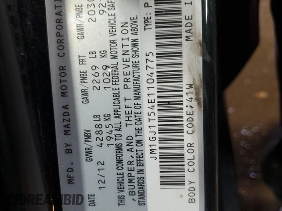 2014 Mazda Mazda6 i Touring with VIN JM1GJ1T54E1104775, listed as a Copart auction lot 52628195 with 198,258 mi miles and Salvage Title. Bid and sale history available at carsss.com. Image 12.