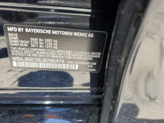 2018 BMW 5 Series M550i xDrive with VIN WBAJB9C56JB286479, listed as a Copart auction lot 57108645 with 71,782 mi miles and Salvage title. Bid and sale history available at DreamBid. Image 12.