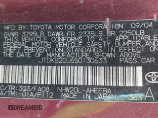 2005 Toyota Prius with VIN JTDKB20U650130633, listed as a IAAI auction lot 42114217 with 299,999 mi miles. Bid and sale history available at carsss.com. Image 9.