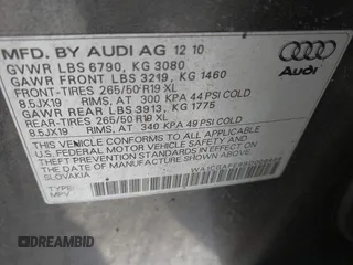 2011 Audi Q7 3.0T Premium with VIN WA1CGAFE9BD006466, listed as a IAAI auction lot 42075916 with 135,153 mi miles. Bid and sale history available at carsss.com. Image 9.