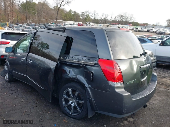 2007 Nissan Quest with VIN 5N1BV28U27N104205, listed as a IAAI auction lot 41467982 with 183,428 mi miles. Bid and sale history available at carsss.com. Image 3.