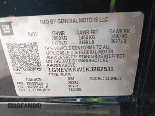 2019 Chevrolet Traverse Premier with VIN 1GNEVKKW1KJ282531, listed as a IAAI auction lot 42408361 with 95,464 mi miles and . Bid and sale history available at DreamBid. Image 9.