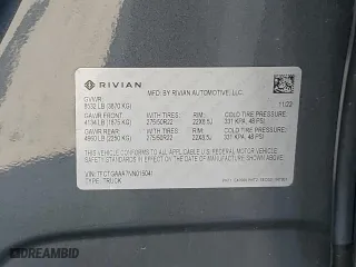 2022 Rivian R1T Adventure Package with VIN 7FCTGAAA7NN015041, listed as a Copart auction lot 70955194 with 45,469 mi miles and Salvage Title. Bid and sale history available at carsss.com. Image 12.
