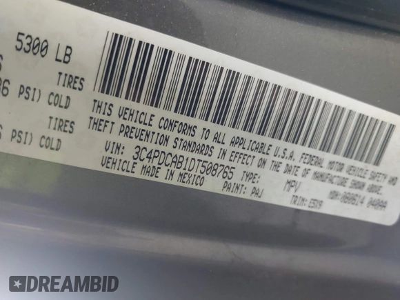 2013 Dodge Journey American Value with VIN 3C4PDCAB1DT508765, listed as a IAAI auction lot 42149373 with 159,113 mi miles and . Bid and sale history available at DreamBid. Image 9.