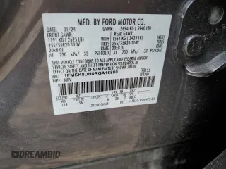 2024 Ford Explorer XLT with VIN 1FMSK8DH0RGA16880, listed as a Copart auction lot 43698245 with 5,783 mi miles and Clean Title. Bid and sale history available at carsss.com. Image 13.