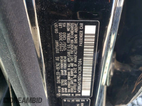 1998 Mercedes-Benz S 320/430/500 z VIN WDBGA51G5WA387084, wystawiony jako Copart lot #45544525 z przebiegiem 96 869 mil mil oraz Czysty tytuł • Clean title. Historia ofert i sprzedaży dostępna na DreamBid. Obrazek 12.