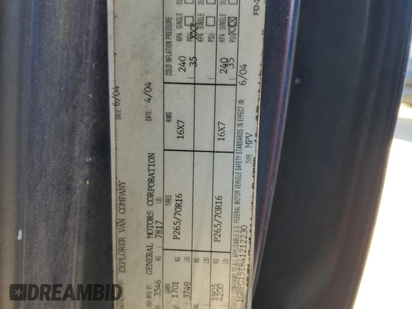 2004 Chevrolet Express Passenger z VIN 1GBFG15T841212230, wystawiony jako Copart lot #61109634 z przebiegiem 154 493 mil mil oraz Szkoda całkowita • Salvage title. Historia ofert i sprzedaży dostępna na DreamBid. Obrazek 13.