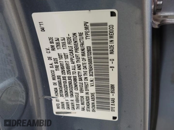 2011 Honda CR-V EX with VIN 3CZRE4H56BG702803, listed as a Copart auction lot 52568885 with 202,756 mi miles and Salvage Title. Bid and sale history available at carsss.com. Image 15.