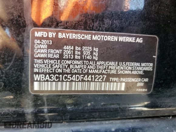 2013 BMW 3 Series 328i z VIN WBA3C1C54DF441227, wystawiony jako Copart lot #49172565 z przebiegiem 143 121 mil mil oraz Szkoda całkowita • Salvage title. Historia ofert i sprzedaży dostępna na DreamBid. Obrazek 12.
