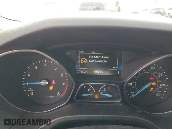 2017 Ford Focus SE with VIN 1FADP3FE3HL235896, listed as a Copart auction lot 50910975 with 74,502 mi miles and Salvage Title. Bid and sale history available at carsss.com. Image 9.