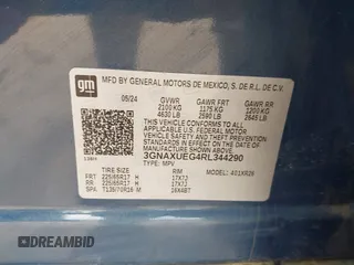 2024 Chevrolet Equinox LT with VIN 3GNAXUEG4RL344290, listed as a IAAI auction lot 42761923 with 29,056 mi miles and . Bid and sale history available at DreamBid. Image 9.