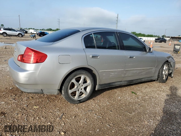 2003 Infiniti G35 w/Leather z VIN JNKCV51EX3M323196, wystawiony jako Copart lot #55445135 z przebiegiem 268 666 mil mil oraz Szkoda całkowita • Salvage title. Historia ofert i sprzedaży dostępna na DreamBid. Obrazek 3.