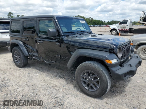 2024 Jeep Wrangler Sport S with VIN 1C4PJXDNXRW349946, listed as a Copart auction lot 56701185 with 6,310 mi miles and Salvage Title. Bid and sale history available at DreamBid. Image 4.