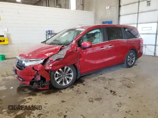 2023 Honda Odyssey EX-L with VIN 5FNRL6H6XPB025574, listed as a Copart auction lot 48046215 with 46,865 mi miles and Salvage Title. Bid and sale history available at carsss.com. Image 1.