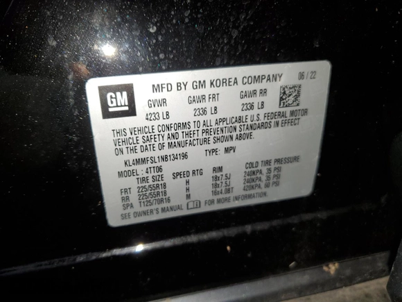 2022 Buick Encore GX Essence with VIN KL4MMFSL1NB134196, listed as a Copart auction lot 61568115 with 14,707 mi miles and Salvage title. Bid and sale history available at DreamBid. Image 13.