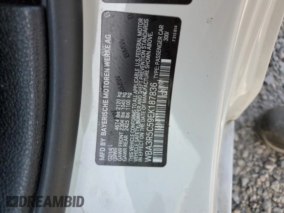 2014 BMW 4 Series 435i xDrive with VIN WBA3R5C59EK187836, listed as a Copart auction lot 63946075 with 100,700 mi miles and Salvage title. Bid and sale history available at DreamBid. Image 12.