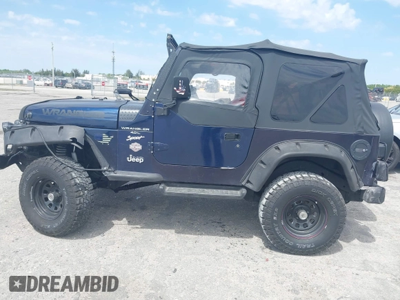 1997 Jeep Wrangler Sport with VIN 1J4FY19S2VP481780, listed as a IAAI auction lot 41822213 with 156,629 mi miles. Bid and sale history available at carsss.com. Image 6.