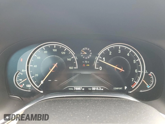 2016 BMW 7 Series 740i with VIN WBA7E2C52GG547112, listed as a Copart auction lot 63069355 with 76,867 mi miles and Salvage title. Bid and sale history available at DreamBid. Image 9.