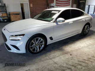 2022 Genesis G70 2.0T with VIN KMTG34TA9NU095077, listed as a Copart auction lot 58089705 with 63,263 mi miles and Salvage title. Bid and sale history available at DreamBid. Image 1.