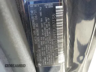 2001 BMW 3 Series 330Ci z VIN WBABS53491JU87738, wystawiony jako Copart lot #59233045 z przebiegiem 134 675 mil mil oraz Szkoda całkowita • Salvage title. Historia ofert i sprzedaży dostępna na DreamBid. Obrazek 12.