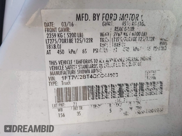2016 Ford F-250 Lariat с VIN 1FT7W2BT4GEC44103, выставлен на аукционе IAAI как лот 42466568 с пробегом 244 579 миль миль и . История ставок и продаж доступна на DreamBid. Изображение 9.