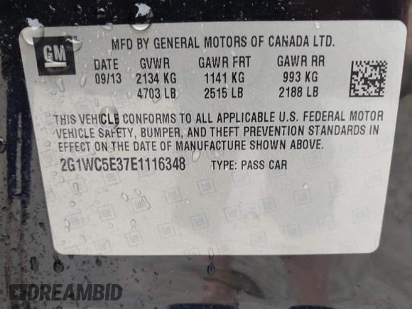 2014 Chevrolet Impala LTZ with VIN 2G1WC5E37E1116348, listed as a IAAI auction lot 42204212 with 173,146 mi miles and . Bid and sale history available at DreamBid. Image 9.