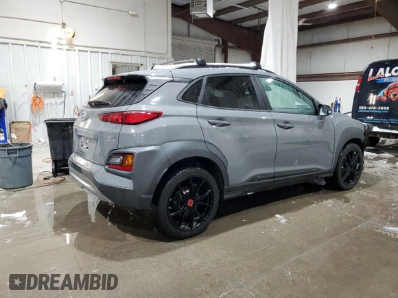 2021 Hyundai Kona Night Edition with VIN KM8K6CA57MU734681, listed as a Copart auction lot 45294135 with 92,794 mi miles and Salvage Title. Bid and sale history available at DreamBid. Image 3.