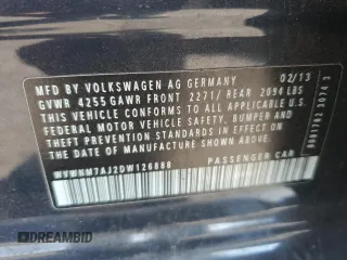 2013 Volkswagen Golf TDI w/Sunroof & Nav с VIN WVWNM7AJ2DW126888, выставлен на аукционе Copart как лот 71178964 с пробегом 148 753 миль миль и Списание • Salvage title. История ставок и продаж доступна на DreamBid. Изображение 13.