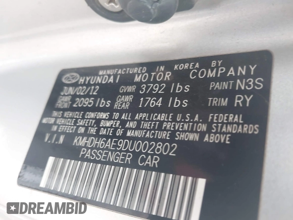 2013 Hyundai Elantra GS z VIN KMHDH6AE9DU002802, wystawiony jako IAAI lot #42433199 z przebiegiem 145 643 mil mil oraz . Historia ofert i sprzedaży dostępna na DreamBid. Obrazek 9.