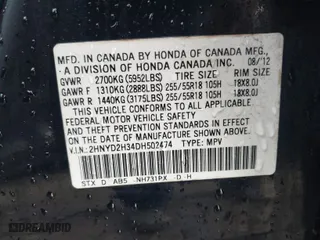2013 Acura MDX Tech Pkg with VIN 2HNYD2H34DH502474, listed as a IAAI auction lot 41133793 with 171,220 mi miles. Bid and sale history available at carsss.com. Image 9.