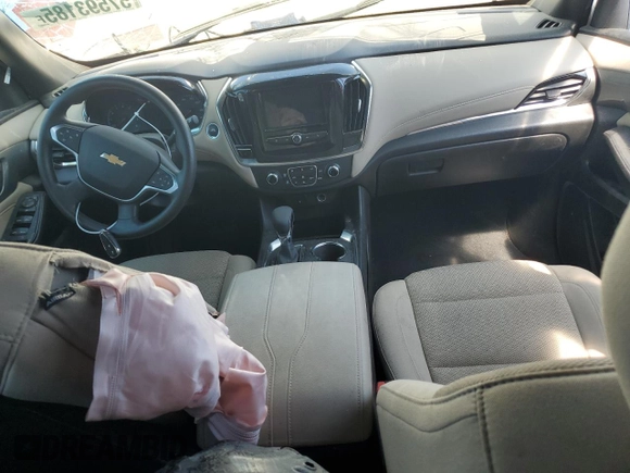 2023 Chevrolet Traverse LS z VIN 1GNERFKW3PJ343638, wystawiony jako Copart lot #57593185 z przebiegiem 20 270 mil mil oraz Szkoda całkowita • Salvage title. Historia ofert i sprzedaży dostępna na DreamBid. Obrazek 8.