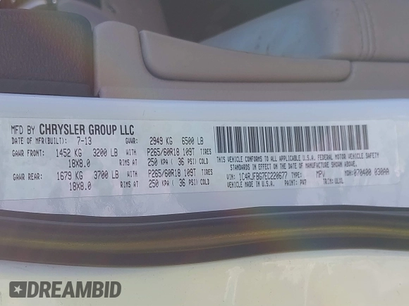 2014 Jeep Grand Cherokee Limited with VIN 1C4RJFBG7EC220677, listed as a IAAI auction lot 41177354 with 148,445 mi miles and . Bid and sale history available at DreamBid. Image 9.