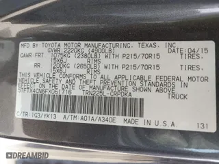 2015 Toyota Tacoma with VIN 5TFTX4CN6FX061716, listed as a IAAI auction lot 41627351 with 76,361 mi miles. Bid and sale history available at carsss.com. Image 9.