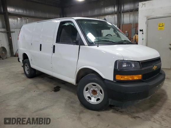 2023 Chevrolet Express Cargo with VIN 1GCWGAFP1P1109667, listed as a Copart auction lot 57017295 with Not provided miles and Salvage title. Bid and sale history available at DreamBid. Image 4.