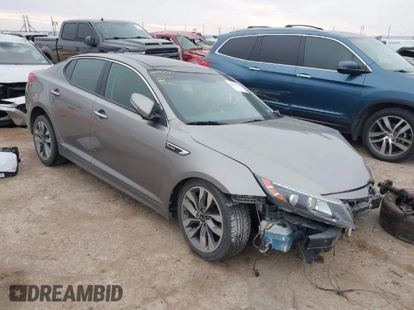 2014 Kia Optima SXL Turbo with VIN 5XXGR4A67EG336118, listed as a IAAI auction lot 41613725 with 121,671 mi miles and . Bid and sale history available at DreamBid. Image 1.