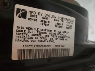 2002 Saturn SC with VIN 1G8ZY147X2Z232269, listed as a Copart auction lot 88364165 with 230,957 mi miles and Salvage Title. Bid and sale history available at carsss.com. Image 14.
