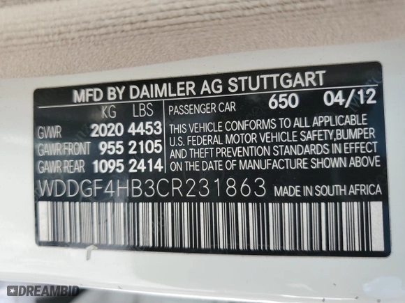 2012 Mercedes-Benz C-Class C 250 Sport with VIN WDDGF4HB3CR231863, listed as a Copart auction lot 50228245 with 0 mi miles and Clean Title. Bid and sale history available at carsss.com. Image 12.