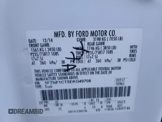 2014 Ford F-150 XL с VIN 1FTNF1CT5EKG49708, выставлен на аукционе Copart как лот 81585104 с пробегом 261 793 миль миль и Чистый • Clean title. История ставок и продаж доступна на DreamBid. Изображение 12.