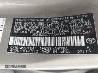 2007 Toyota Prius with VIN JTDKB20U777589888, listed as a IAAI auction lot 41870677 with 251,590 mi miles. Bid and sale history available at carsss.com. Image 9.