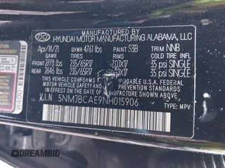 2022 Hyundai Tucson SEL z VIN 5NMJBCAE9NH015906, wystawiony jako IAAI lot #42169136 z przebiegiem 28 009 mil mil oraz . Historia ofert i sprzedaży dostępna na DreamBid. Obrazek 9.