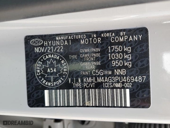 2023 Hyundai Elantra Preferred with VIN KMHLM4AG3PU469487, listed as a Copart auction lot 47761335 with 34,014 mi miles and Salvage Title. Bid and sale history available at carsss.com. Image 12.