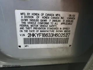 2003 Honda Pilot EX with VIN 2HKYF18633H602527, listed as a Copart auction lot 53622465 with 254,281 mi miles and Salvage Title. Bid and sale history available at carsss.com. Image 13.