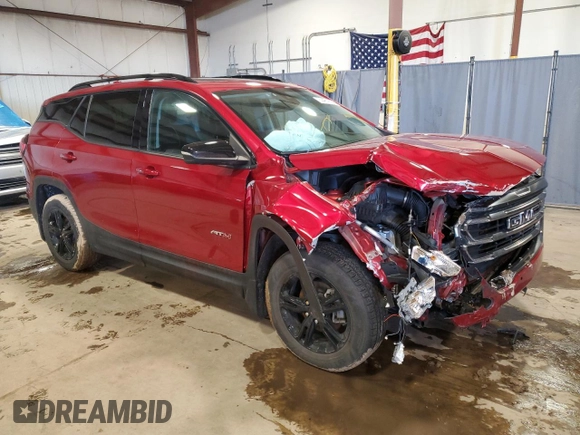 2022 GMC Terrain AT4 with VIN 3GKALYEV2NL170227, listed as a Copart auction lot 44618195 with 68,381 mi miles and Salvage Title. Bid and sale history available at DreamBid. Image 4.