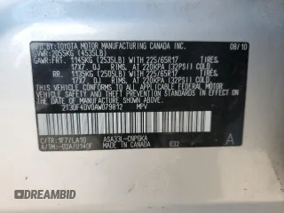 2010 Toyota RAV4 Ltd with VIN 2T3DF4DV0AW079812, listed as a Copart auction lot 45418785 with 138,392 mi miles and Salvage Title. Bid and sale history available at carsss.com. Image 13.