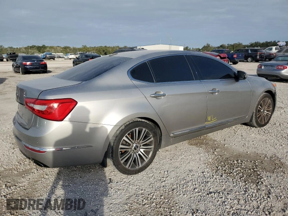 2014 Kia Cadenza Premium with VIN KNALN4D70E5129232, listed as a Copart auction lot 76173074 with 135,856 mi miles and Salvage Title. Bid and sale history available at carsss.com. Image 3.