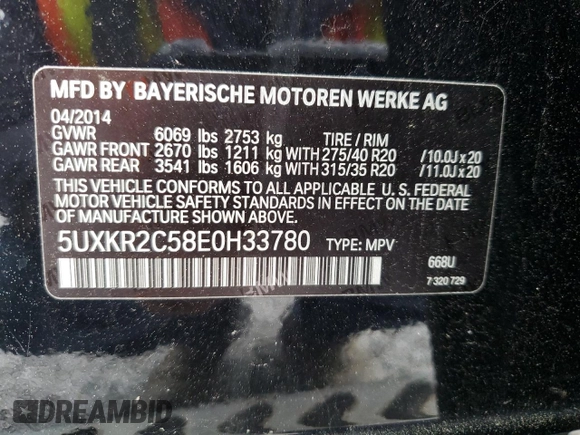 2014 BMW X5 sDrive35i z VIN 5UXKR2C58E0H33780, wystawiony jako Copart lot #50932265 z przebiegiem 95 948 mil mil oraz Czysty tytuł • Clean title. Historia ofert i sprzedaży dostępna na DreamBid. Obrazek 13.