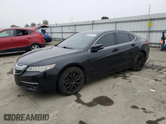 2015 Acura TLX V6 Advance with VIN 19UUB2F7XFA004587, listed as a Copart auction lot 86142474 with 0 mi miles and Salvage Title. Bid and sale history available at carsss.com. Image 1.