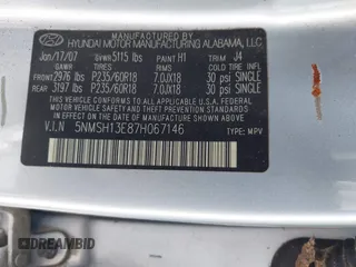 2007 Hyundai Santa Fe SE with VIN 5NMSH13E87H067146, listed as a IAAI auction lot 42500914 with 159,425 mi miles and . Bid and sale history available at DreamBid. Image 9.